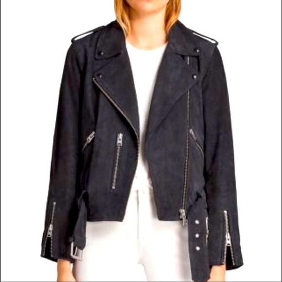 All Saints Jackets & Blazers - All Saints Dark Grey Leather Suede Jacket